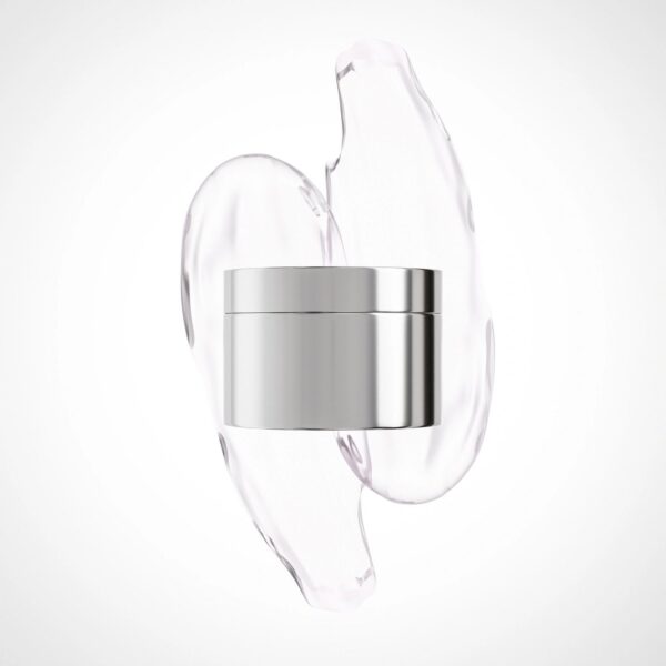 metallic cream jar packaging mockup, silver skincare jar, luxury electroplated facial cream container, round shape silver electroplating lip mask packaging, Chrome Electroplated Glass cosmetic pod